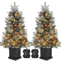 3ft Prelit Snow Flocked Christmas Tree with Light Up Snowflake Box Base