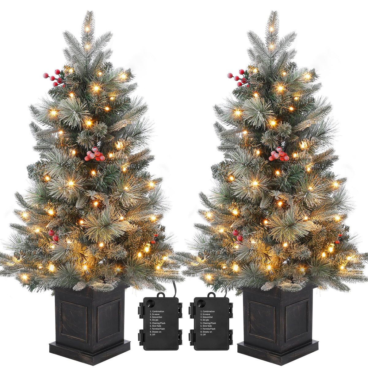 3ft Prelit Snow Flocked Christmas Tree with Light Up Snowflake Box Base