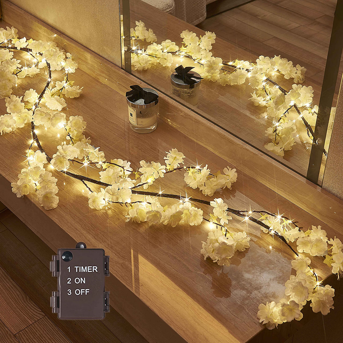 Hairui Lighted Maple Leaf Garland with Timer 6FT 24 Warm White LED, Fall Garland with Lights Battery Operated for Thanksgiving Harvest Christmas Wedding Decoration Indoor Outdoor
