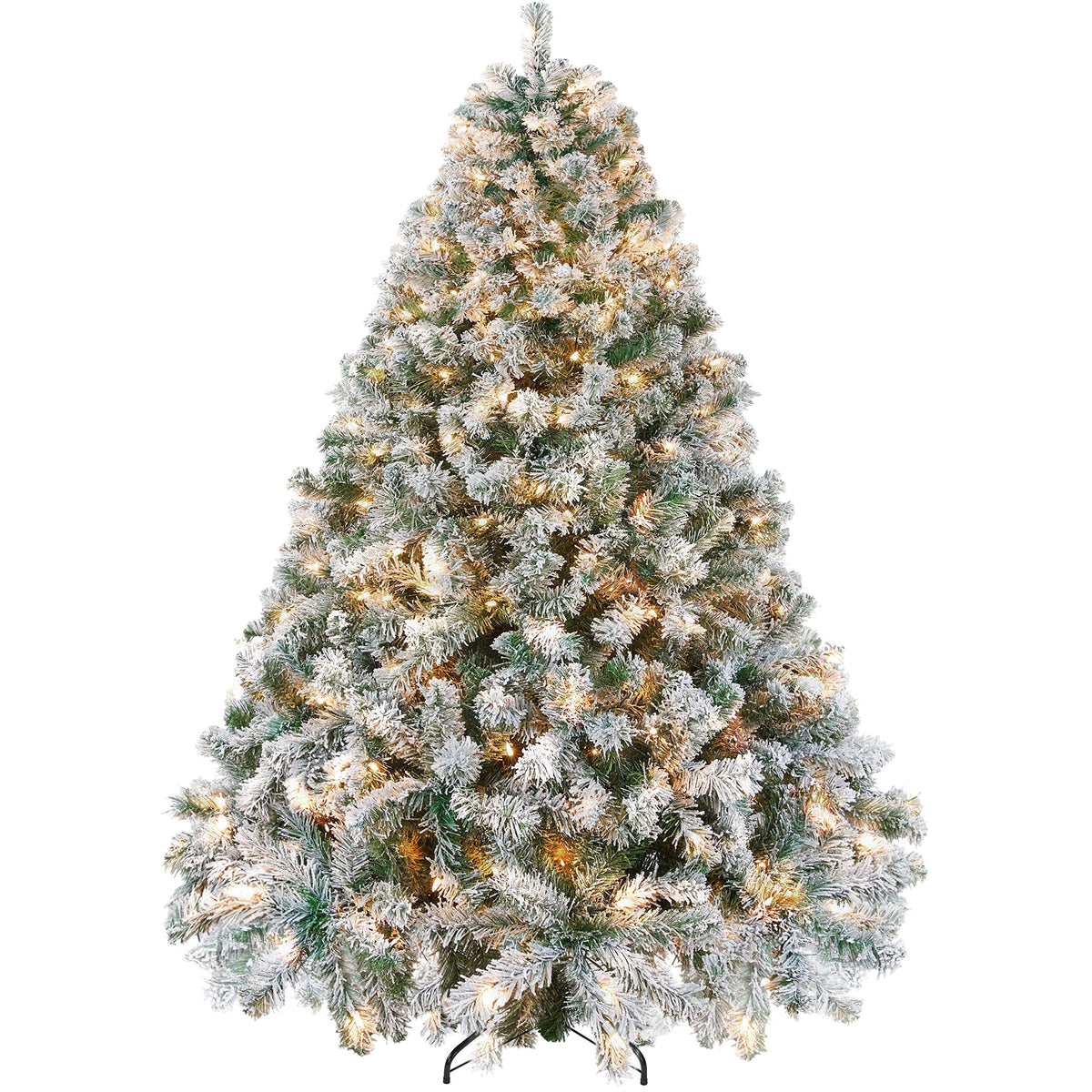 Yaheetech 6ft Pre-Lit Snow Flocked Artificial Christmas Tree, 250 Lights