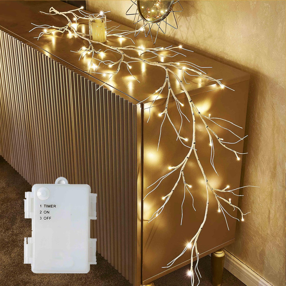 Hairui Lighted Maple Leaf Garland with Timer 6FT 24 Warm White LED, Fall Garland with Lights Battery Operated for Thanksgiving Harvest Christmas Wedding Decoration Indoor Outdoor
