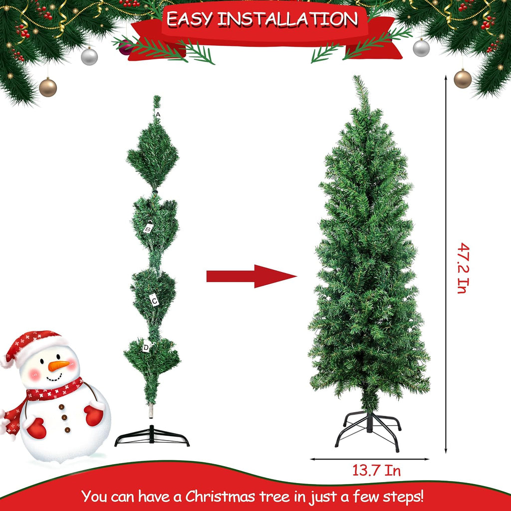 Suunyglade 4FT Green Artificial Christmas Tree, Premium Hinged Pine Tree