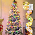 2 Pack Christmas Tree Ribbon String Lights - 33ft 100 LED Battery Powered Fairy Lights with Timer and 8 Lighting Modes, Christmas Ribbon Bows Lights for 6ft - 8ft Christmas Tree New Year Decor, Gold