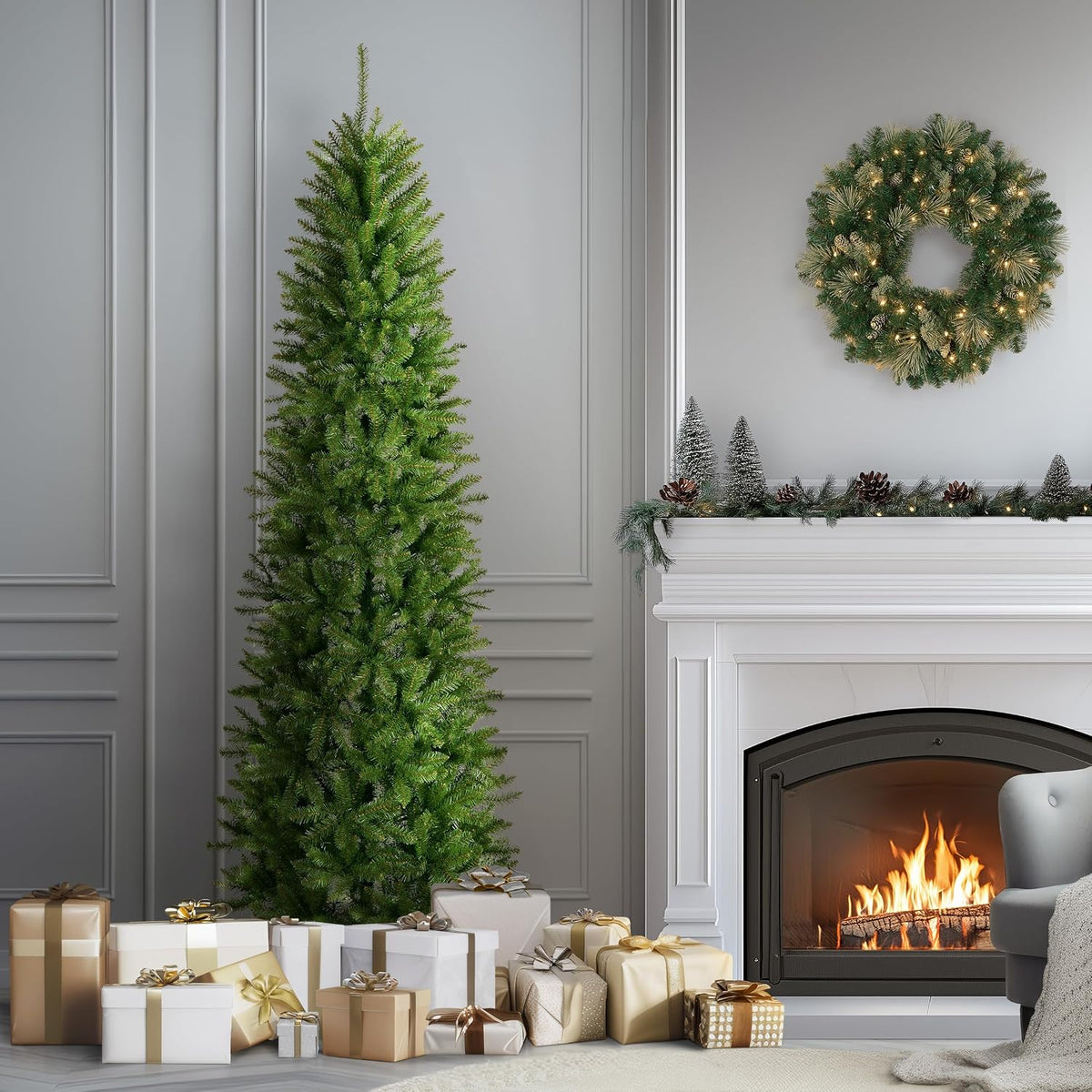 National Tree Company 7.5ft Unlit Kingswood Fir Slim Christmas Tree
