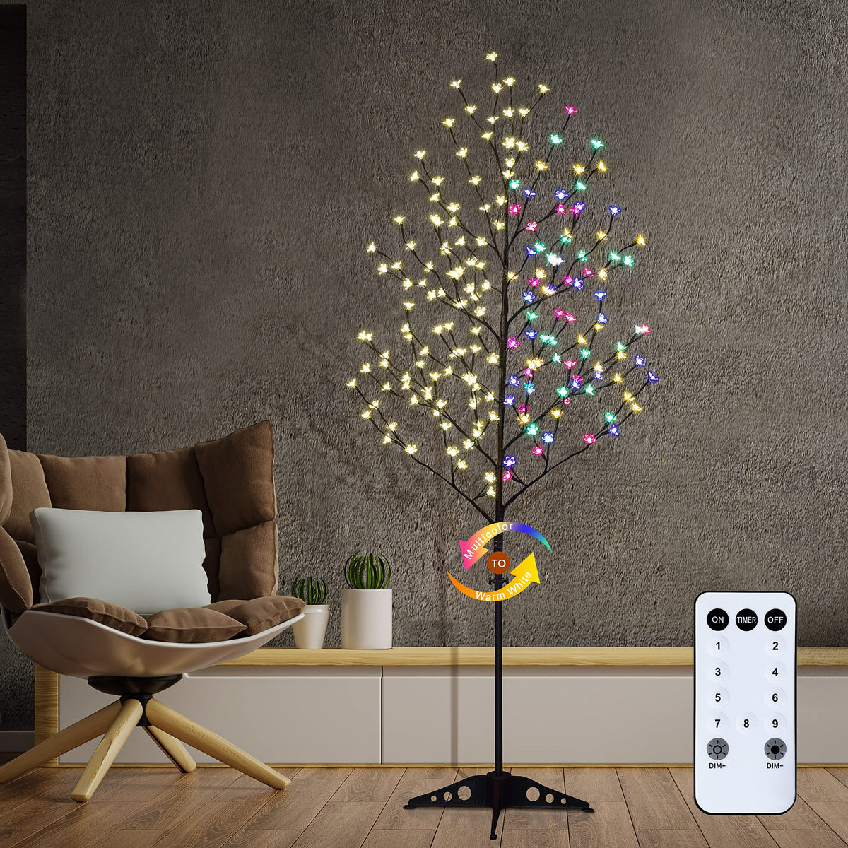 Lightshare 6.5FT 208 LED Cherry Blossom Tree, Lighted Artificial Tree for Decoration Inside and Outside, Home Patio Wedding Festival Christmas Decor